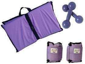 Kit Tornozeleira 6KG Nylon Lilás + Halteres 6KG Lilás + Colchonete Dobravel Lilás Kit Tornozeleira 6KG Nylon Lilás + Halteres 6KG Lilás + Colchonete Dobravel Lilás
