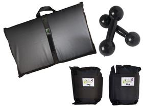 Kit Tornozeleira 6KG Nylon Preto + Halteres 6KG Preto + Colchonete Dobravel Preto