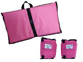 Kit Tornozeleira 6KG Nylon Rosa + Colchonete Dobravel Rosa