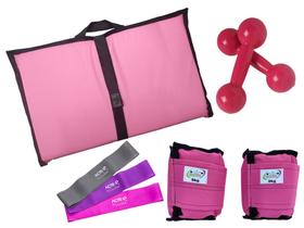 Kit Tornozeleira 6KG Nylon Rosa + Halteres 6KG Rosa + Colchonete Dobravel Rosa + MiniBand Kit Tornozeleira 6KG Nylon Rosa + Halteres 6KG Rosa + Colchonete Dobravel Rosa + MiniBand