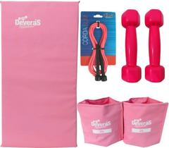 Kit: Tornozeleiras 2 kg + Colchonete + Corda Slim + Halteres 1 kg Kit: Tornozeleiras 2 kg + Colchonete + Corda Slim + Halteres 1 kg