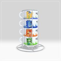 Kit Torre Com 4 xícaras de Porcelana Louça Com Suporte Personalizado Divertida Mente 2