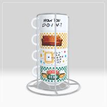 Kit Torre com 4 Xícaras Personalizada com Suporte Série Friends