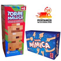 Kit Torre Maluca 39 Peças e Jogo de Mimica Desenvolve Raciocínio e Habilidades Caiu Perdeu