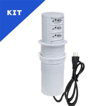 Kit Torres De Tomadas Totem Automático 3 Tomadas 20A Branco