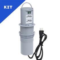 Kit Torres De Tomadas Totem Manual Alça 2 Tom 20A 2USB 4.9A Kit Torres De Tomadas Totem Manual Alça 2 Tom 20A 2USB 4.9A