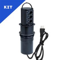 Kit Torres De Tomadas Totem Manual Com Alça 3 Tomadas 10A