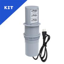 Kit Torres De Tomadas Totem Slim Automático 3 Tomadas 10A