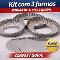 Kit Torta Crespa Fundo Falso Kit Com 3 Peças 17, 19, 23 Aluminio