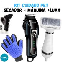 Kit Tosa KM 1991 Original: Secador 2 em 1 e Luva Pet Ajustável