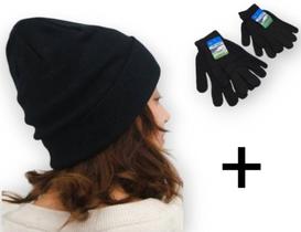 Kit Touca Básica Preta Unissex +1 Par de Luva Preta