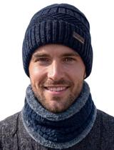 Kit Touca Boina Gorro Cachecol Beanie Forrada Lã Inverno