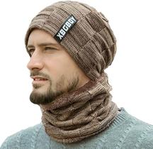 Kit Touca Boina Gorro Cachecol Gola Beanie Forrada Lã Inverno Frio Unissex Masculino Feminino Xbgboy Hswboy