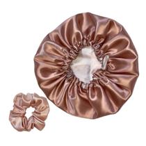 Kit Touca De Cetim Antifrizz Dupla Face + Scrunchie