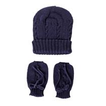Kit touca e luva bebê - Azul marinho Kit touca e luva bebê - Azul marinho