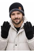 Kit Touca E Luva De Lã Masculino Gorro Forrado Frio Inverno