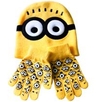 Kit Touca e Luva Desenho Personagem Minions Infantil Unissex