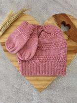 Kit touca e luva rose Kit touca e luva rose