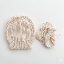 Kit Touca e Luva Tricô Kids Off White Pérola