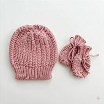 Kit Touca e Luva Tricô Kids Rose