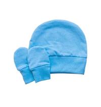 Kit Touca e Luvas 3 Peças em Malha Azul - Bambi