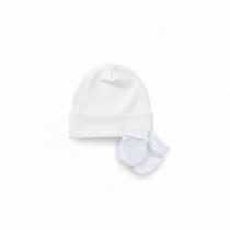 Kit Touca E Luvas Bebê Suedine 100% Algodão Macio Enxoval Maternidade Menino Menina Antialérgico