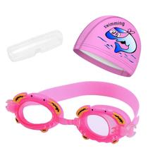 Kit touca e óculos de natação infantil piscina com desenhos divertidos para crianças