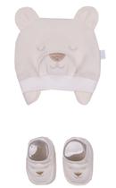 Kit Touca e Sapatinho Bordado Soft Bebê Letut