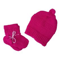 Kit Touca e Sapato Bebe Rosa RN