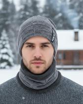 Kit Touca Gorro Cachecol Gola Forrada Inverno Frio Unissex