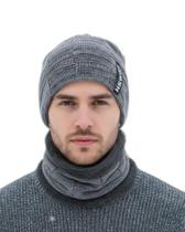 Kit Touca Gorro Cachecol Gola Forrada Inverno Frio Unissex