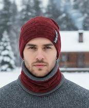Kit Touca Gorro Cachecol Gola Forrada Inverno Frio Unissex