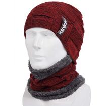 Kit Touca Gorro Cachecol Gola Forrada Inverno Frio Unissex