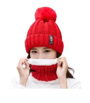 Kit Touca Gorro PomPom Cachecol Gola Forrada Lã Inverno Frio