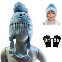 Kit Touca Infantil menino Inverno Forrada Quentinha Luva Preta