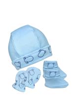 Kit Touca Luva Pantufa Sapatinho Bebe RN Maternidade Enxoval Chá Revelação Menino Menina Neutro 03un