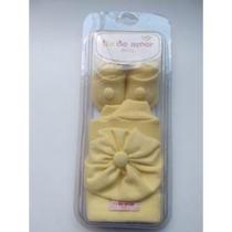 Kit Touca + Luva + Sapatinho Em Linho tricor Bebês RN - menino menina - Atelie Mimos Day