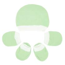 Kit Touca, Luvas e Sapatinho Fofinho Meia Malha Verde