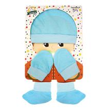 Kit Touca, Luvas e Sapatinho Tamine Suedine Azul Bebê