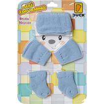 Kit Touca Meias Luvas Macia Leve Para Bebês Recém Nascidos Menino