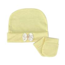 Kit Touca Menina Com Par de Luvas Amarelo Kit Touca Menina Com Par de Luvas Amarelo