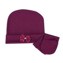 Kit Touca Menina Com Par de Luvas Marsala