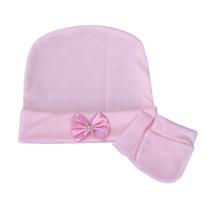 Kit Touca Menina Com Par de Luvas Rosa Kit Touca Menina Com Par de Luvas Rosa