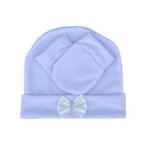 Kit touca Par de Luvas Branco Menina Com Lacinho Kit touca Par de Luvas Branco Menina Com Lacinho