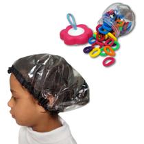 Kit Touca Plástica de Banho 2 em 1 e Pote com Xuxinhas