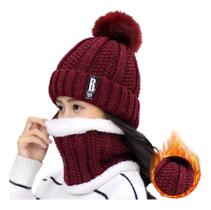 Kit Touca Pompom Com Cachecol Feminina Em Tricô P/ Inverno Kit Touca Pompom Com Cachecol Feminina Em Tricô P/ Inverno