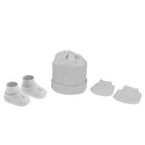 Kit Touca, Sapato e Luva Pimpolho Cinza - 0 a 3 Meses