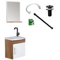Kit Toucador Turim Nogal Sevilha 1 Porta com Itens Pretos