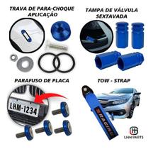 Kit Tow Strap+trava Parachoque+tampa Valvula+parafuso - Azul - P2 ACESSÓRIOS