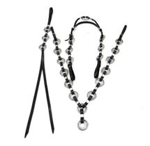 Kit Traia Argolada Dupla Preta Luxo Para Montaria Com Cabeçada + Peitoral + Chicote